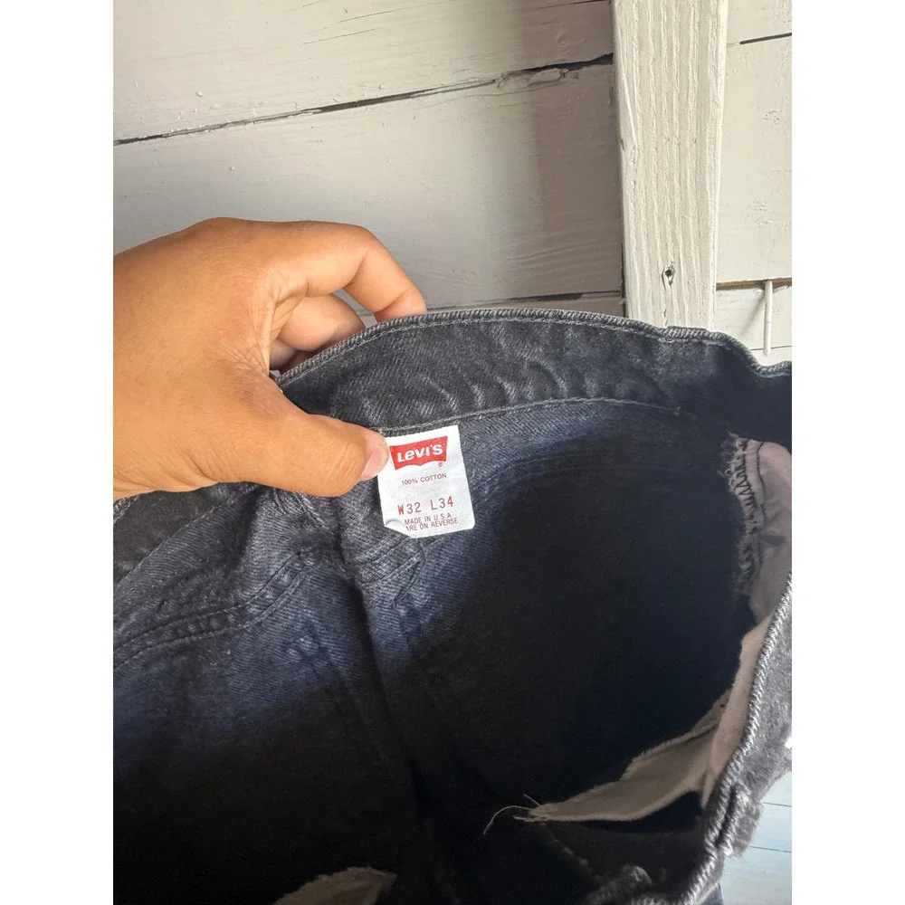 Vintage Levis 550 Orange Tab Black Jeans Made in USA Relaxed Tapered 32x34 Mens